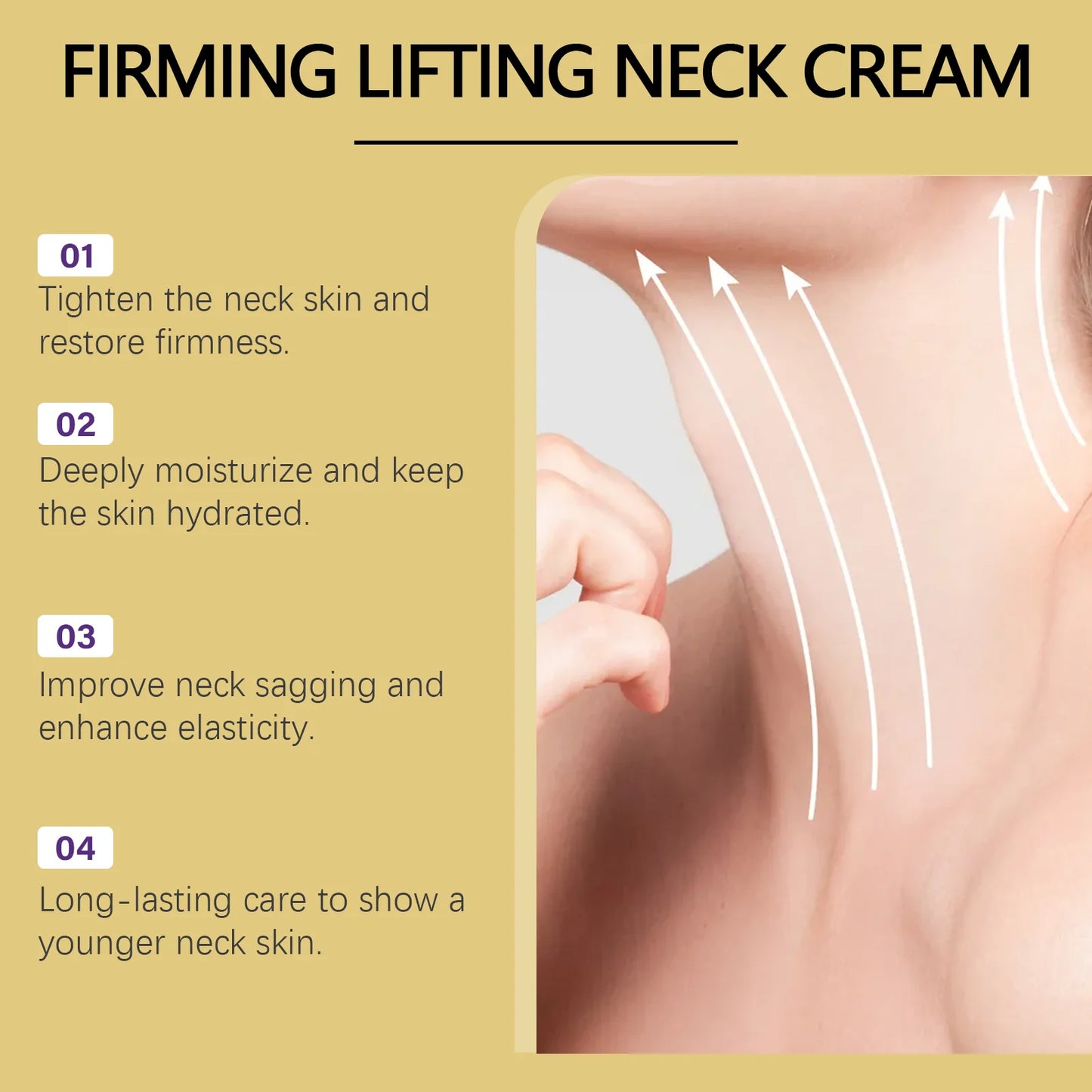 AH-8 Firming Neck Cream with Roller Moisturizing Tightening Lotion Jawline Double Chin Lifting Massage anti Aging Neck Skin Care