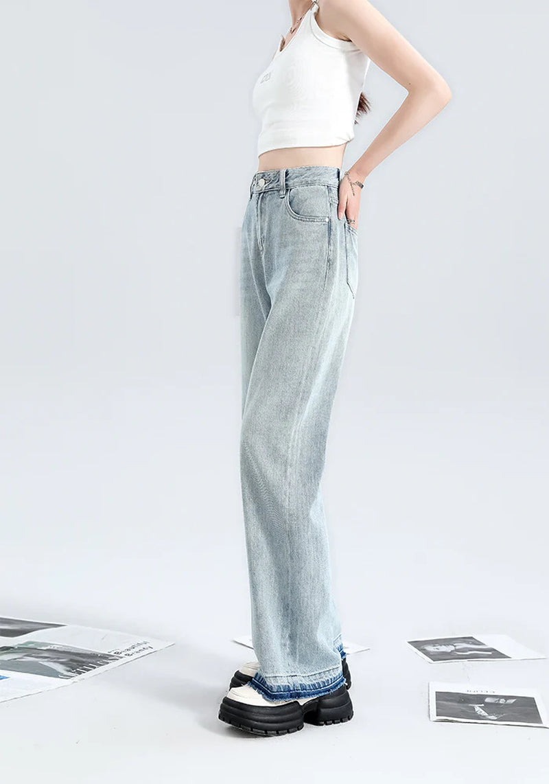 Trendy Sky Blue Flared Denim Pants for Ladies