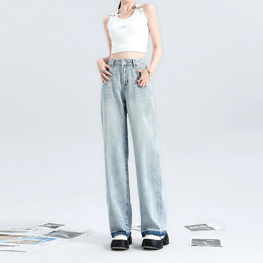 Trendy Sky Blue Flared Denim Pants for Ladies