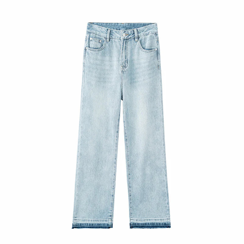 Trendy Sky Blue Flared Denim Pants for Ladies