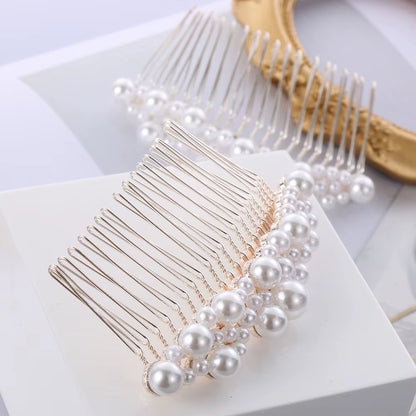 Women Bridal Rhinestone Clips Pearl Hair Combs Wedding Hair Accessories Hair Pin Bride Barrette Hair Tiara Jewelry Accessories