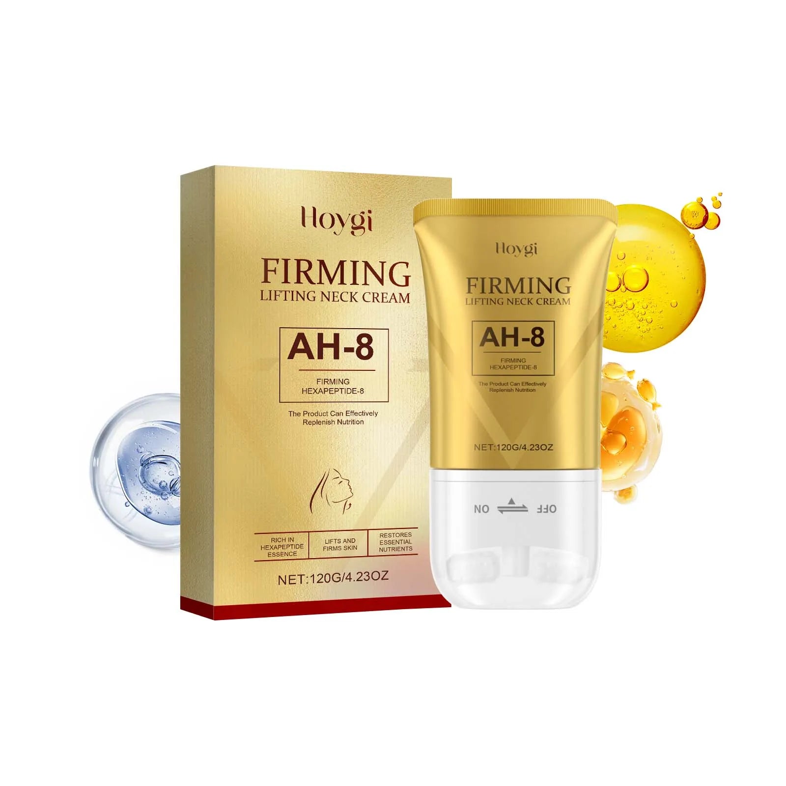 AH-8 Firming Neck Cream with Roller Moisturizing Tightening Lotion Jawline Double Chin Lifting Massage anti Aging Neck Skin Care