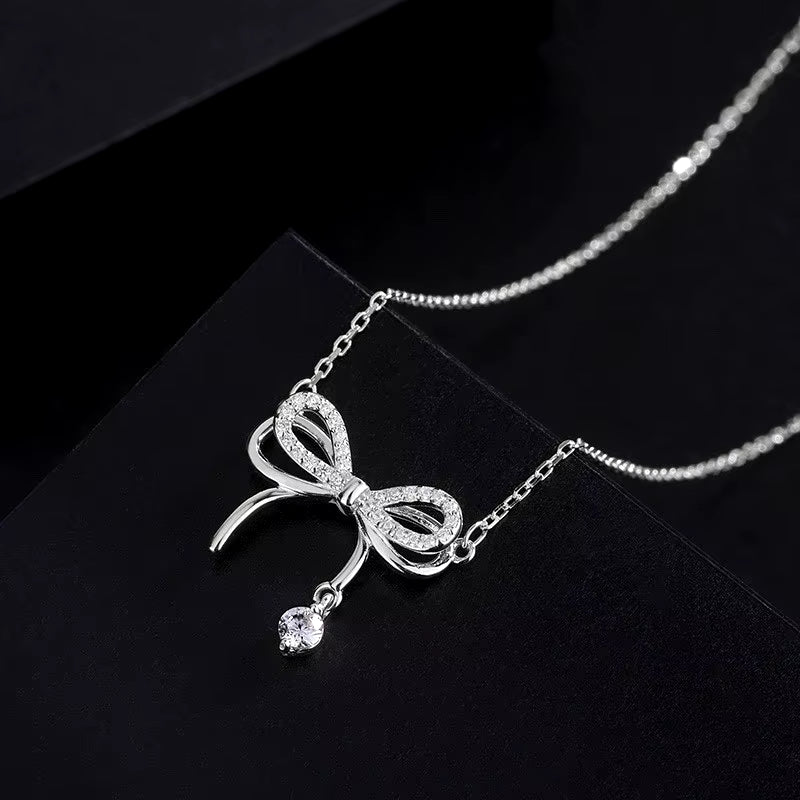 Fashion Pink Planet Heart Zircon Necklace Women Charm Aesthetic Clavicle Chain Necklace Valentines Day Gift Party Jewelry