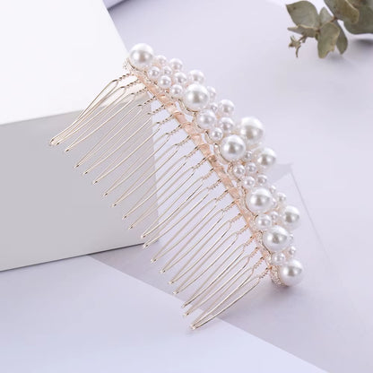 Women Bridal Rhinestone Clips Pearl Hair Combs Wedding Hair Accessories Hair Pin Bride Barrette Hair Tiara Jewelry Accessories
