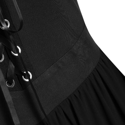 Women'S Rococo Civil War Dress plus Size Cold Shoulder Gothic Dresses for Ladies Zipper Steampunk Dress Gothic Style Sleeve Lace up Halloween Dress Black_A XXXXL