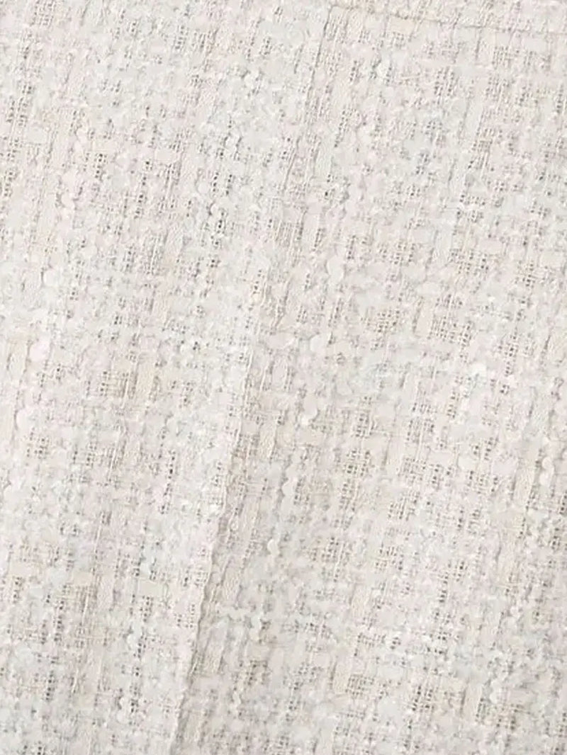 Women Fashion Tweed Double Breasted Blazer Coat Vintage Long Sleeve Flap Pockets Female Outerwear Chic Veste Femme